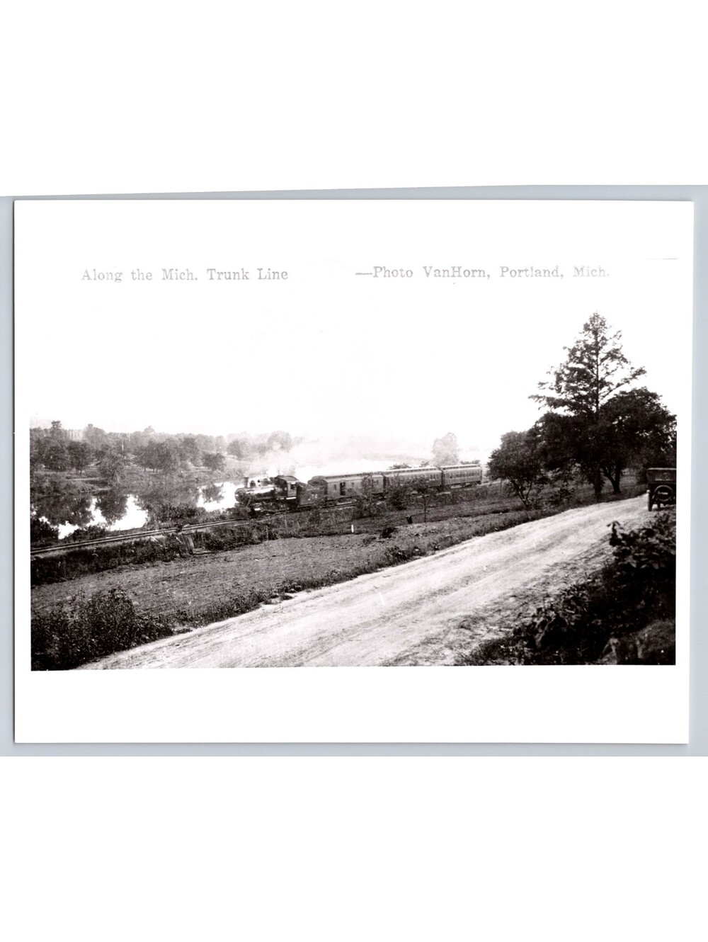 Along The Michigan Trunk Line Train Photo Black & White Photo Photo VanHorn Port